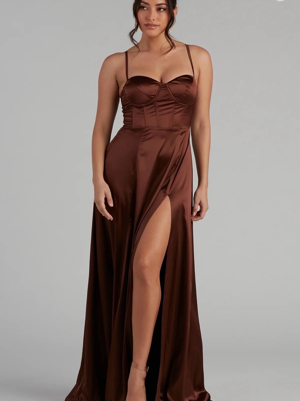 Windsor Satin Brown Dress Small